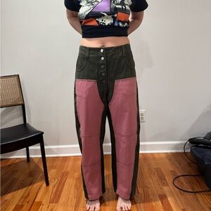 Rachel Comey Olive and Pink Handy Jeans